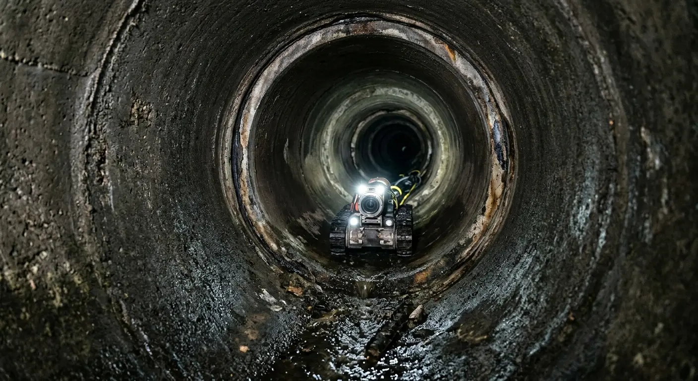 Robotic sewer camera inspecting pipe interior for Sewer Line Cleaning in Loves Park